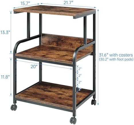 Fannova Printer Stand with Height Adjustable Storage Shelf for Home Office - Image 2