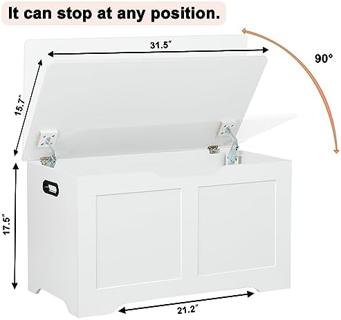 Timberer 31.5" Storage Chest, Wooden Storage Bench, Lift Top Toy Chest - Image 3