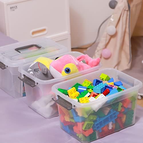 Citylife 4 Packs 8.5 QT Storage Bins with Lids Clear Plastic Bins with Grey Handle Stackable Storage Containers for Organizing - Image 4