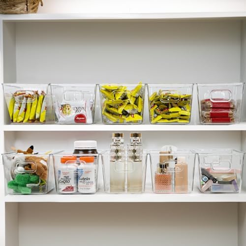 ZEXALOR 10 PACK Clear Storage Bins Clear Storage Containers for Kitchen Pantry Organization, Organizing Bins with Built in Handles, Cabinet Organizers - Image 2