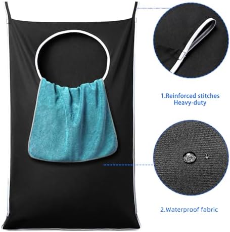 ANSTROUT 2 Pack XL Hanging Laundry Hamper, Extra Large Tear-Resistant Door Organizer with 2 Hook Types, Space-Saving Laundry Bag (36.5" x 22", Black) - Image 4