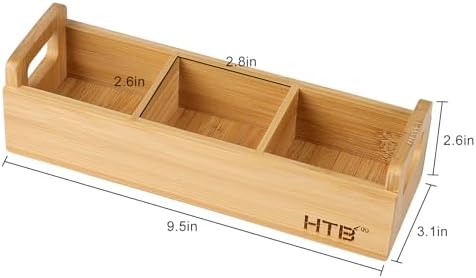 HTB Small Bamboo Tea Bag Holder Pack of 2 with 3 Compartments - Image 2
