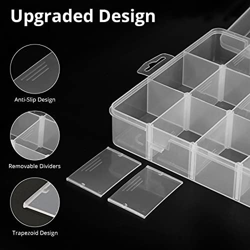 Exptolii 18 Grids Plastic Organizer Box with Dividers, Clear Compartment Container Storage for Washi Tapes Beads Crafts Jewelry Fishing Tackles, Size10.8 x 7.7 x 1.7 in - Image 4