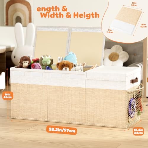 Dayacoco Extra Large Toy Box, Collapsible toy Storage, Kids Organizer,Beige - Image 2