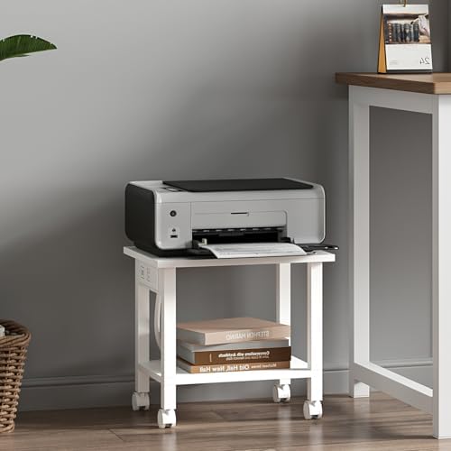 TUTOTAK Printer Stand, 2 Tier Rolling Printer Cart with Charging Station - Image 3