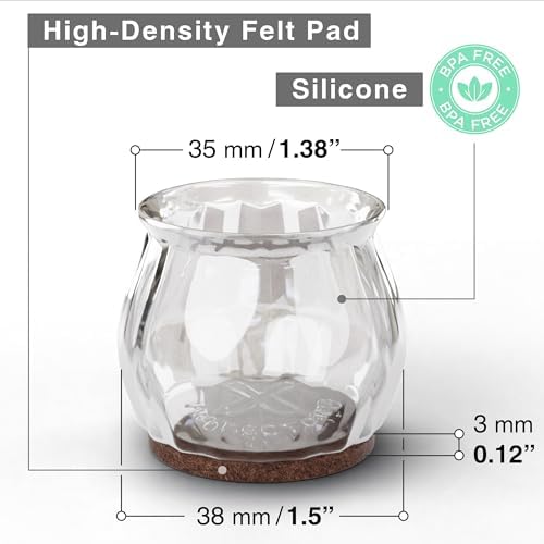 32 PCS Chair Leg Floor Protectors with Felt Pads X-Protector - 1.4" - 1.8" - Furniture Pads for Hardwood Floors - Clear Chair Pads - Floor Protectors for Chairs - Brown Chair Leg Covers! - Image 4