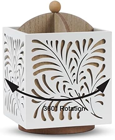 360° Rotating Wooden Utensil Holder Countertop Organizer 5.5"x6.3" by AHUONEL