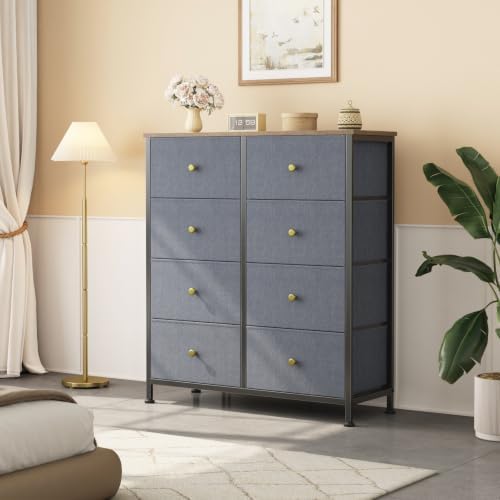 Sweetcrispy 8 Drawer Dresser for Bedroom, Organizer Storage Drawers, Blue - Image 2