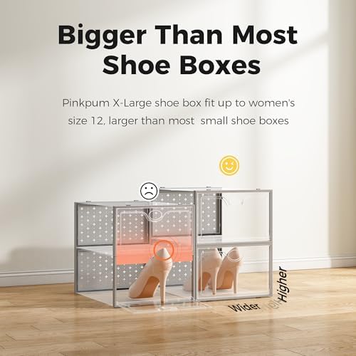 Pinkpum 12 Pack X-Large Shoe Storage Boxes, Shoe Organizer Clear Stackable - Image 5