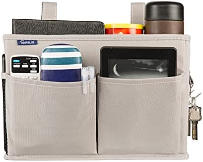 Surblue Bedside Caddy Hanging Bed Organizer Storage Bag Pocket for Bunk and Hospital Beds, College Dorm Rooms Baby Bed Rails,Camp 4 Pockets and 2 Hooks (Gray) - Image 4