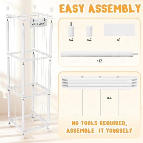 Woodure Stuffed Animal Storage & Organizer, Wooden Cute Zoo Toy Holder for Toddler Rooms, Playrooms & Bedrooms（White） - Image 6