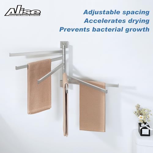 Alise 6 Arm Swivel Towel Rack, Swivel Towel Bar Brushed Nickel, 13.6 Inch - Image 3