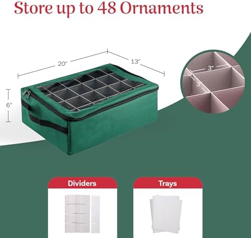 TINY TIM TOTES | Premium | Ornament Organizer | Space Saving | Red and Green (Green) - Image 2