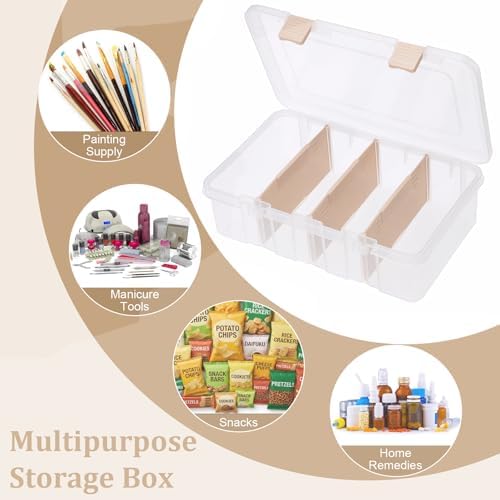 BTSKY Clear Plastic Dividing Storage Box with 4 Compartments Sewing Box - Image 7