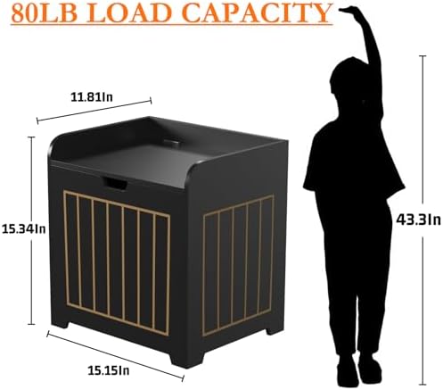 Aenuert Storage Chests, Small Cube Organizer Box,Wooden Entryway Storage (Black, Without Handles) - Image 2