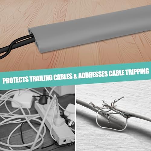 Floor Cord Cover Self Adhesive Cord Hider,10FT Cable Management, Extension Strip Protector for Wires, Prevent Cable Trips for Offices, Gyms, Exhibitions Cavity:0.51"(W) x 0.3"(H) Gray - Image 6