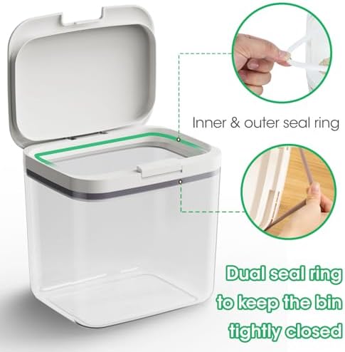 TBMax 2 Pack Large Dog Treat Container Bins 2 Qt + 3 Qt with One-Press Flip-up Lid, Airtight Pet Dog Cat Treat Jar for Countertop, Pet Biscuit Canister Cookie Holder - Image 5