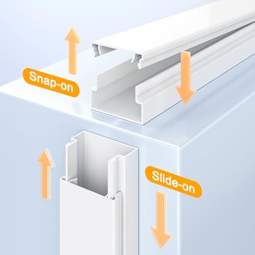 Delamu Cord Covers for Wires on Wall, 113.4in TV Cord Hider, Self-adhesive Cable Hider Cable Cover Raceway, Paintable Wire Hider Wire Covers for Cords, Hide Cords Wall Mounted Tv, W0.95×H0.55in, White - Image 5