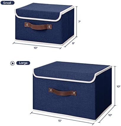 ANMINY Fabric Storage Box Bins with Lids, Blue, 15"x10"x10", 2 Pack - Image 5