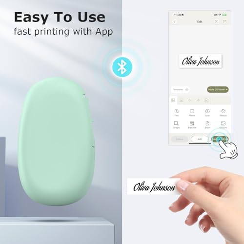 SUPVAN E10 Bluetooth Label Maker Machine with Tape, Green - Image 3