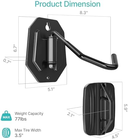 PEGZONE Swivel Bike Wall Mount, Indoor Bicycle Storage for Garage, 1 Pack - Image 2