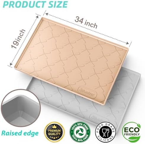 SIKADEER Waterproof Under Sink Mat 34" x 19" Cabinet Protector Silicone Mat - Image 3