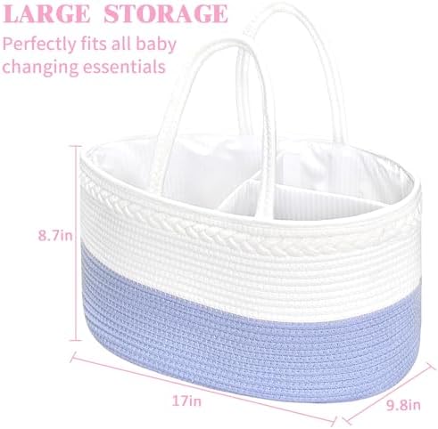 X-Large Baby Diaper Caddy Organizer, Cotton Rope Nursery Storage Basket - Image 3