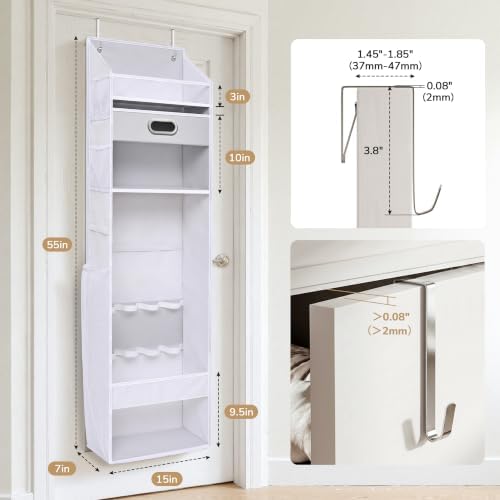Ordovibe Wrapping Paper Storage Organizer, Over The Door Gift Wrap Holder with Removable Drawer & Side Mesh Pockets – Space Saving Closet Organizer for Christmas, Halloween, Birthday Rolls Supplies White - Image 6
