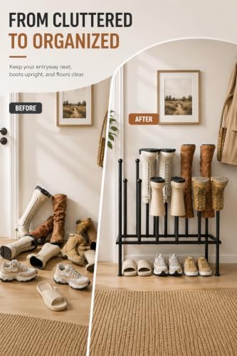 PLKOW 2-Tier Metal Boot Rack Organizer for 6 Pairs, Black - Image 7