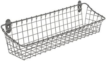 Spectrum Medium Wire Wall Basket Industrial Gray Rustic Wall Bin, Vintage Wire Basket Wall Mount Organizer Wire Basket for Modern Pantry Kitchen and Bath, Versatile Storage Basket Hanging Wire Caddy by Spectrum