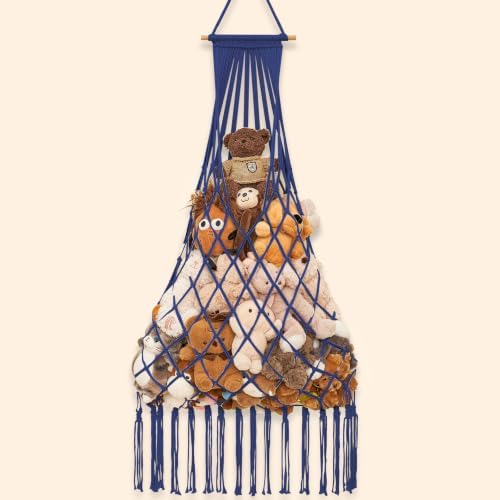 Stuffed animal net Hammock - Large 44'' H, Space-Saving (Sapphire blue) by PrimZootyDesign