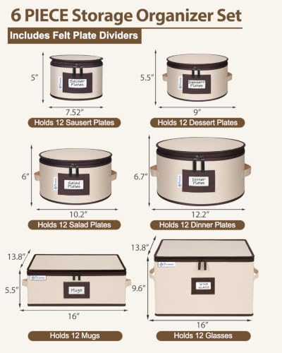 punemi China Storage Containers, 6-Piece Hard Shell Dinnerware Storage - Image 2