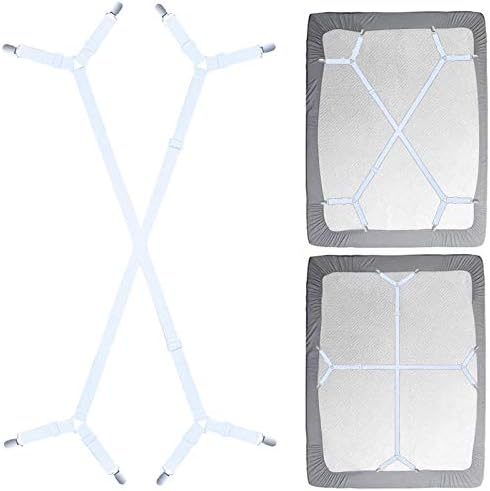 Sheet Fasteners Suspenders Straps - Adjustable Crisscross Bed Sheets Holder Clips Elastic Band Sheet Keeper Stays Grippers,2Pcs/Set White by Siaomoiscommittedtoprovidingeachcustomerwiththebestqualityproductsandthehighest-standardservices