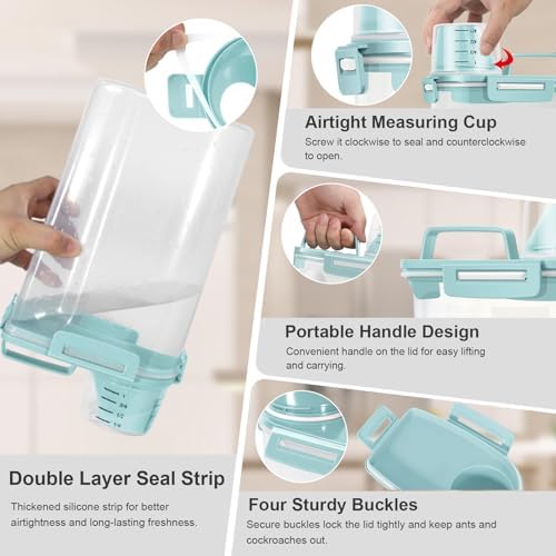 Dog Cat Food Storage Container with Cup (Light Blue, 2.5L (2 pack)) - Image 5