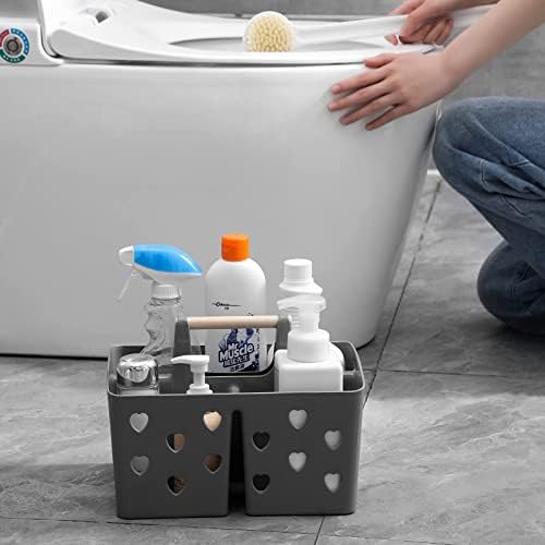 Portable Shower Caddy Plastic Shower Basket Organizer with Handle, Grey - Image 3