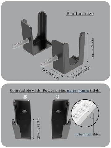 Power Strip Holder, 2 Set Power Strip Wall Mount, (Black) - Image 2