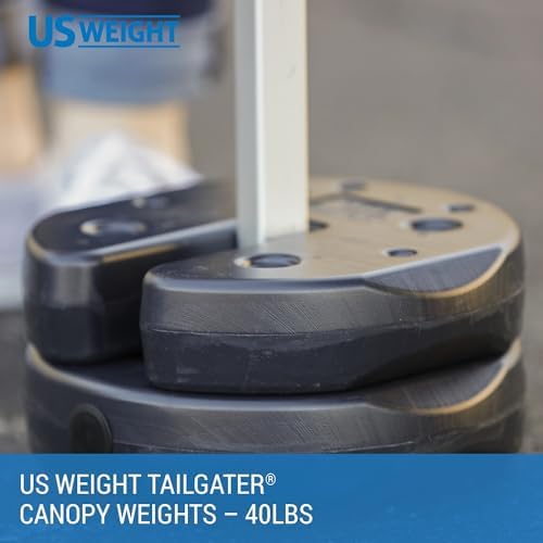 US Weight 40 Pound Canopy Weight Set of 4 and Carry Strap with No-Pinch Design - Easy Installation and Removal to Secure Tents, Canopies, and Umbrellas at Outdoor Events - Image 2