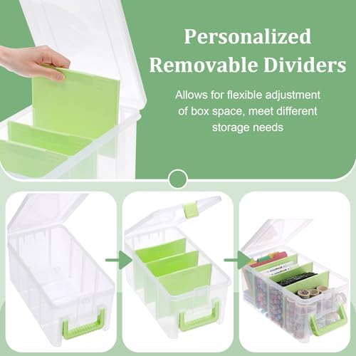 BTSKY Clear Plastic Dividing Storage Box with 4 Deep Compartment Sewing Box - Image 3