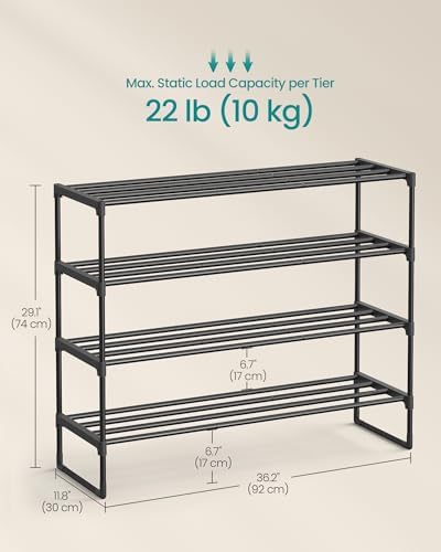 SONGMICS Shoe Rack, 4-Tier Shoe Organizer, Metal Storage Shelf - Image 3
