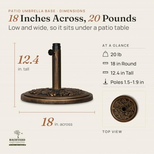 Backyard Expressions Patio Umbrella Base, Outdoor Umbrella Stand, Bronze - Image 6