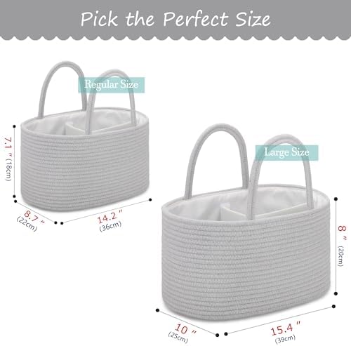 COMSE Baby Diaper Caddy Organizer with Handles, Cotton Rope, Cool Gray - Image 5