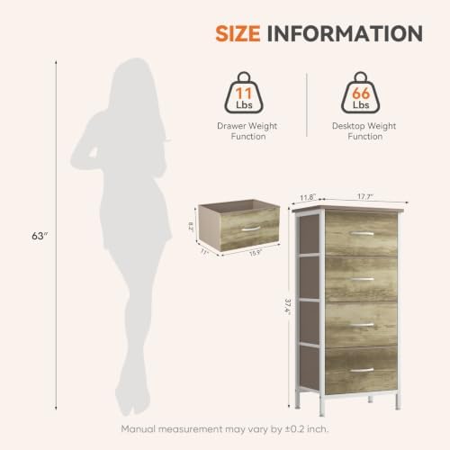 Sweetcrispy 4 Drawer Dresser, Tall Storage Cabinet for Bedroom and Closet - Image 3