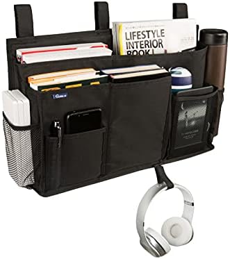 Surblue Caddy Hanging Organizer Bedside Storage Bag for Bunk and Hospital Beds, Black, L - Image 2