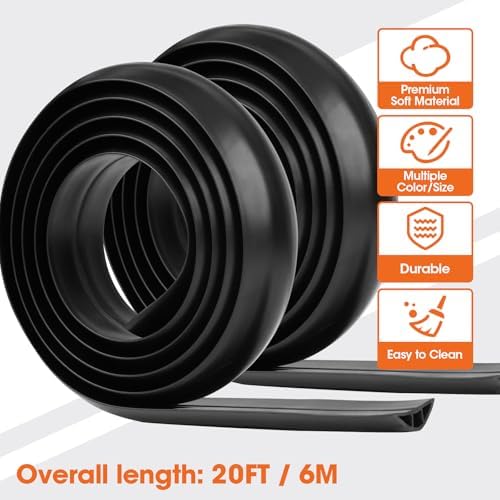 20 FT Floor Cord Cover, Cord Covers for Wires on Floor, Cord Protector, Floor Cable Cover, Hide Extension Cord Covers for Floor, Cable Cavity: 0.47" (W) x 0.29" (H), Black - Image 4