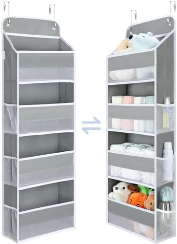 Yecaye 1 Pack Over the Door Organizer, 35.2lbs Load Toy Stuffed Animal Storage, Large Capacity Swing-proof Hanging Bathroom Organizers and Storage for Nursery Newborn Baby Essential Stuff Grey by Yecaye