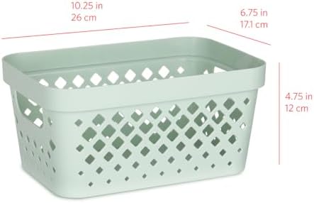Glad Plastic Baskets for Organizing, Set of 6 | Pantry Storage for Under Counter, Linen Closet, and Bathroom | Nesting Shelf Bins with Handles, 1 Gallon, Sage - Image 5