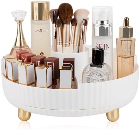 360 Rotating Makeup Perfume Organizer Skincare with Divider, Large White by Anyoifax