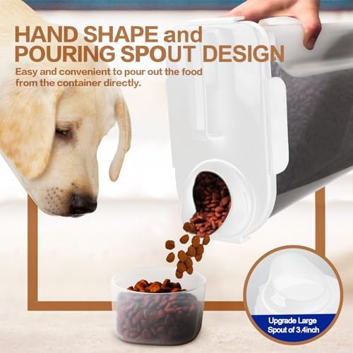 TIOVERY Dog Food Storage Container, 5-7 Lbs Airtight Pet Food Container, Cat food Container Dispenser with Portable Handle, Pouring Spout and Measuring Cup for Dogs Cats 2Pack White/6Qt - Image 2