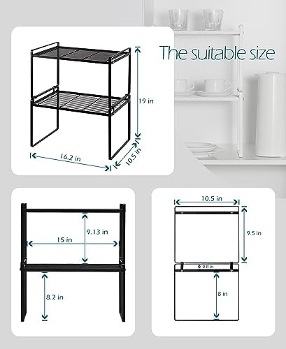 Shantton Cabinet Shelf Organizer, Pantry Shelf Rack, Black 16.1x10.6x9.5 - Image 3