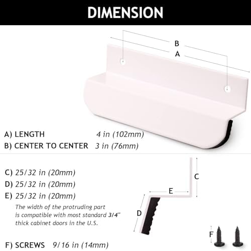 RVPEKUPE 1-Pack Under Cabinet Foot Pull for Trash Drawer, White 4" - Image 6